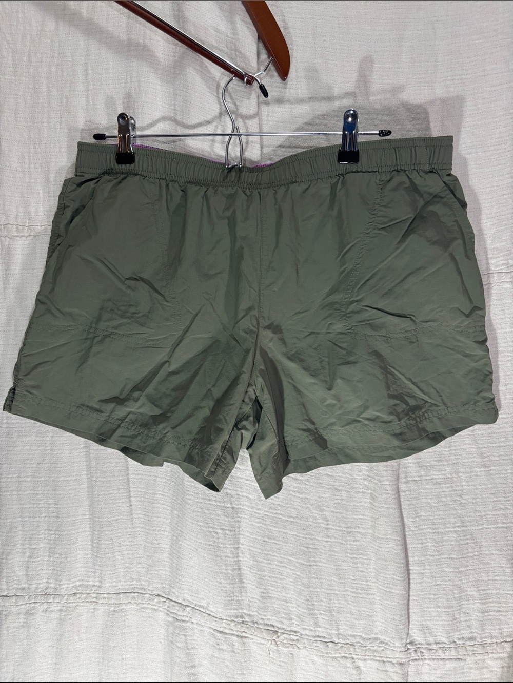 Columbia Sandy River Nylon Hiking Shorts Olive Green Purple Size L Gorpcore